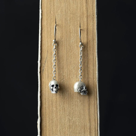 Boucles d’Oreilles Tête de Mort “Chaîne des Âmes Perdues” - Argent 925