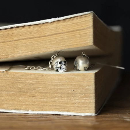 Avant Boucles d’Oreilles Tête de Mort “Chaîne des Âmes Perdues” - Argent 925