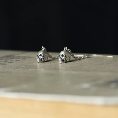 Boucles d’Oreilles Tête de Mort “Chaîne des Âmes Perdues” - Argent 925