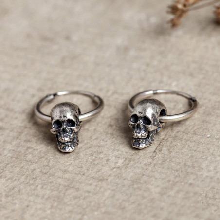 Avant Boucles d’Oreilles Tête de Mort “Anneaux du Néant” -  Argent 925