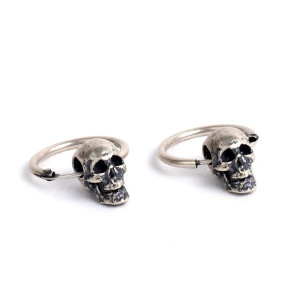 Vue générale Boucles d’Oreilles Tête de Mort “Anneaux du Néant” -  Argent 925