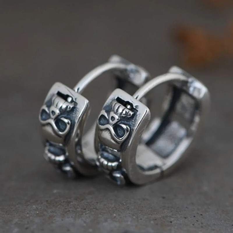 Boucles d’Oreilles Tête de Mort “Arche des Crânes Guerriers” -  Argent 925
