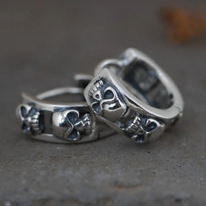 Avant Boucles d’Oreilles Tête de Mort “Arche des Crânes Guerriers” -  Argent 925