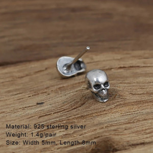 Avant Boucles d’Oreilles Tête de Mort “Clous du Requiem d’Argent” -  Argent 925