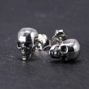 Boucles d’Oreilles Tête de Mort “Clous du Requiem d’Argent” -  Argent 925