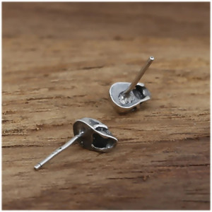 Boucles d’Oreilles Tête de Mort “Clous du Requiem d’Argent” -  Argent 925