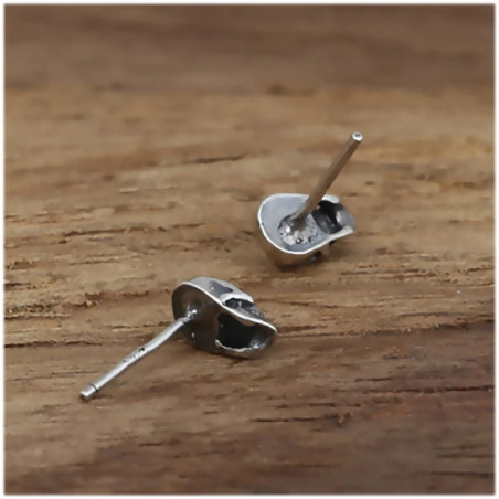 Boucles d’Oreilles Tête de Mort “Clous du Requiem d’Argent” -  Argent 925