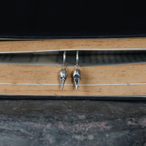 Boucles d’Oreilles Tête de Mort "Crâne de Corbeau Antique” -  Argent 925