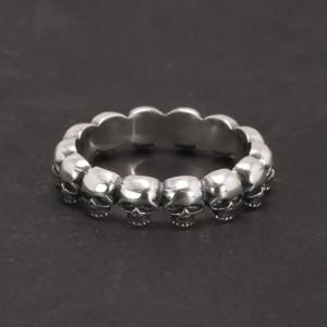 Avant Bague Tête de Mort "Couronne Mortuaire des Crânes" - Argent Sterling 925