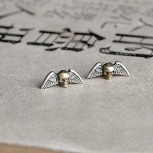 Boucles d’Oreilles Tête de Mort "Ailes de l’Ange Déchu" - Argent 925