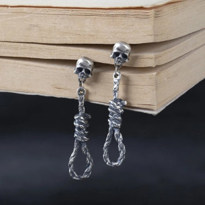 Boucles d’Oreilles Tête de Mort "Nœud du Requiem"