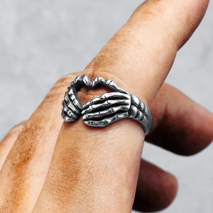 Vue Portée Bague Tête de Mort "Amour d’Outre-Tombe" - Argent Sterling 925