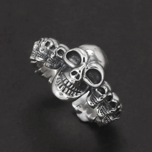 Avant Bague Tête de Mort "Armée du Silence" - Argent Sterling 925