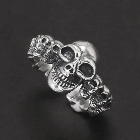 Avant Bague Tête de Mort "Armée du Silence" - Argent Sterling 925