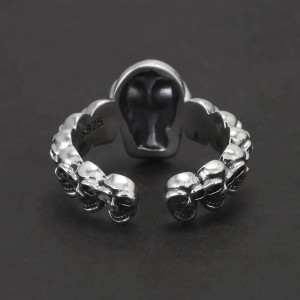 Vue Arrière Bague Tête de Mort "Armée du Silence" - Argent Sterling 925