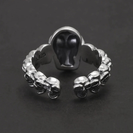 Vue Arrière Bague Tête de Mort "Armée du Silence" - Argent Sterling 925