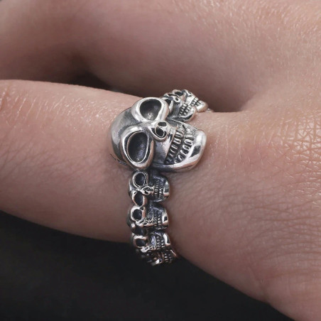 Vue Portée Bague Tête de Mort "Armée du Silence" - Argent Sterling 925