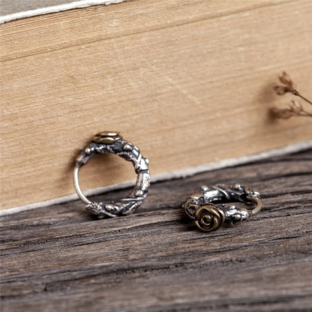 Avant Boucles d’Oreilles Rock Goth "Roses Épineuses d’Argent" - Argent 925