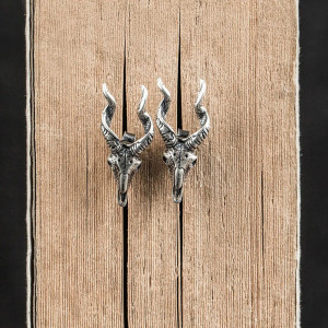 Boucles d’Oreilles Tête de Mort Goth "Crâne du Béliers Infernaux" - Argent 925