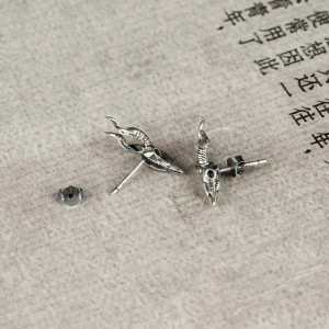 Boucles d’Oreilles Tête de Mort Goth "Crâne du Béliers Infernaux" - Argent 925