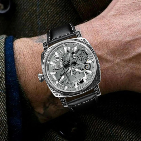 Vue Portée Montre Tête de Mort Automatique - Joueur du Destin Mécanique