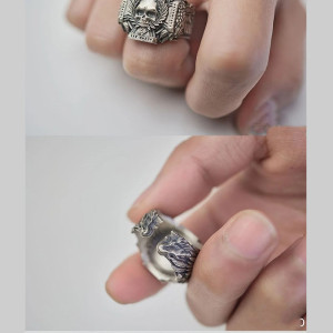 Vue Portée Bague Tête de Mort "Imperium Sépulcral"