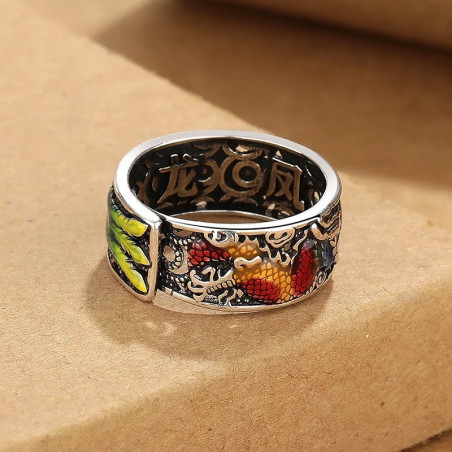 Bague Rock Dragon & Fenghuang (鳳凰) – Orbe de Feu Oriental