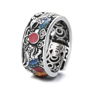 Vue générale Bague Rock Dragon & Fenghuang (鳳凰) – Orbe de Feu Oriental