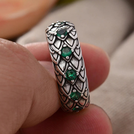 Avant Bague Rock “Serpent Émeraude” - Argent 925