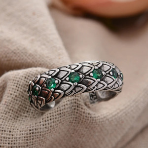 Bague Rock “Serpent Émeraude” - Argent 925