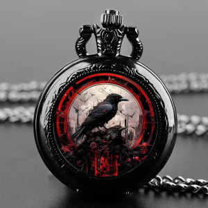 Montre à Gousset Gothique Corbeau du Nexus Écarlate