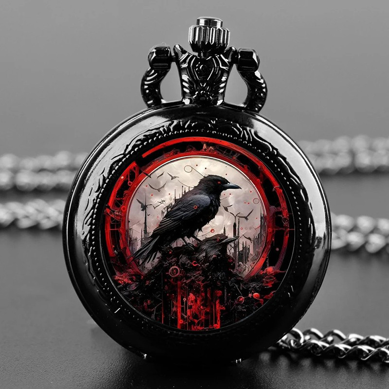 Montre à Gousset Gothique Corbeau du Nexus Écarlate