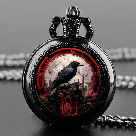 Montre à Gousset Gothique Corbeau du Nexus Écarlate