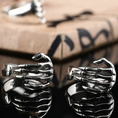 Avant Bague Ajustable Puck Rock Squelette & Outre-Tombe "L'Étreinte du Spectre"