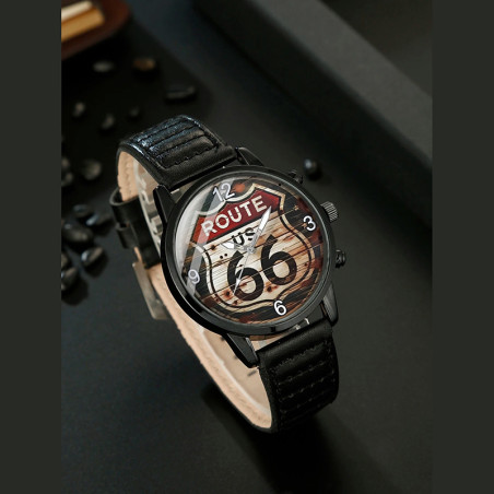 Vue de Face Montre Biker Route 66 - Esprit du Voyageur Libre