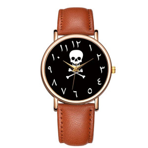 Montre Femme Tête de Mort - Mystère Oriental Couleur Marron