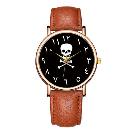 Montre Femme Tête de Mort - Mystère Oriental Couleur Marron