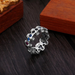 Bague Tête de Mort Ouverte Catacombes & Joyaux "La Couronne des Damnés" - Argent 925
