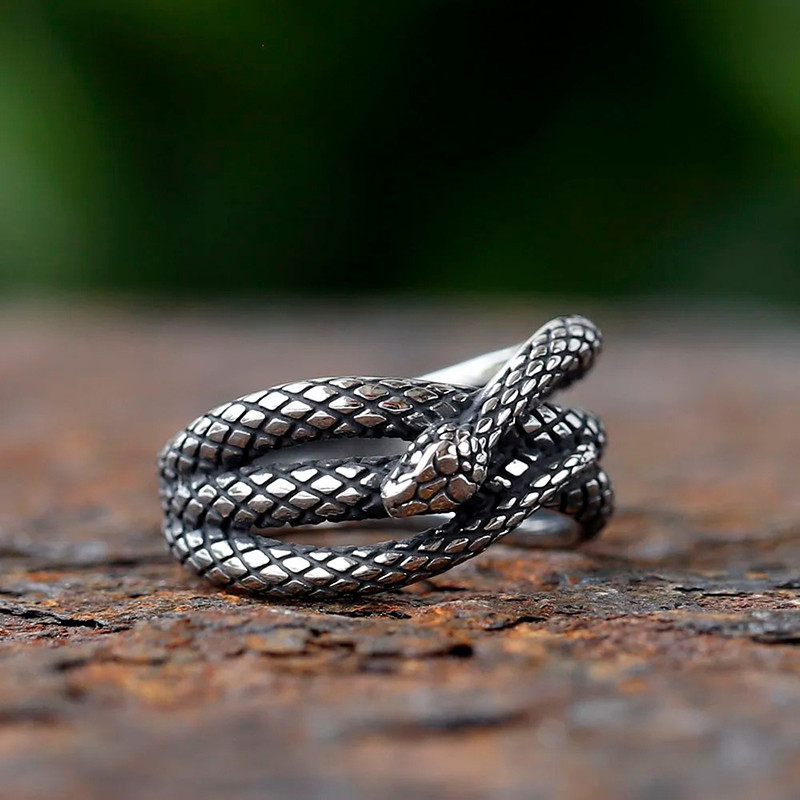 Bague Rock Ajustable Reptiles & Tentations "Le Serpent d'Argent"