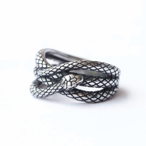 Vue générale Bague Rock Ajustable Reptiles & Tentations "Le Serpent d'Argent"