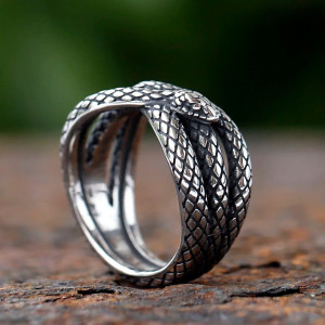 Avant Bague Rock Ajustable Reptiles & Tentations "Le Serpent d'Argent"