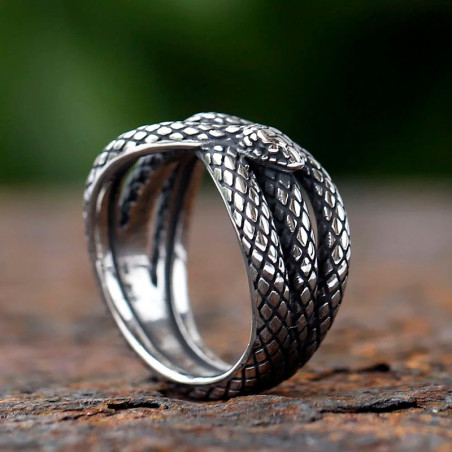 Avant Bague Rock Ajustable Reptiles & Tentations "Le Serpent d'Argent"