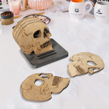 Avant Dessous de Verre Tête de Mort "Crâne du Banquet Sombre"  Lot de 6 !