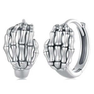 Boucles d’Oreilles Squelette “Main d’Argent du Requiem”- Argent 925