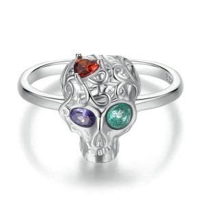 Bague Tête de Mort “Crâne Tricolore des Arcanes”- Argent 925