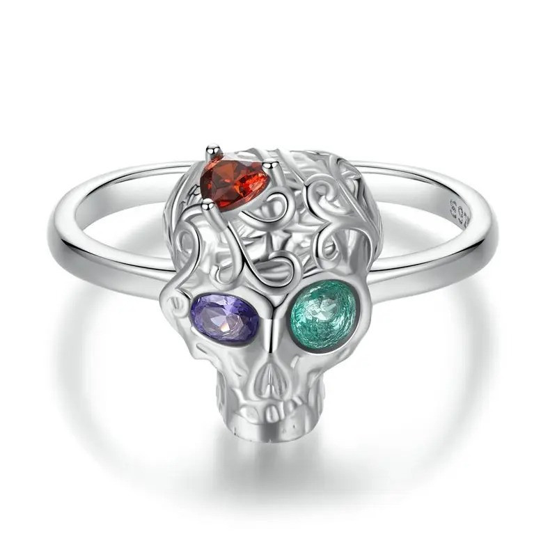 Bague Tête de Mort “Crâne Tricolore des Arcanes”- Argent 925