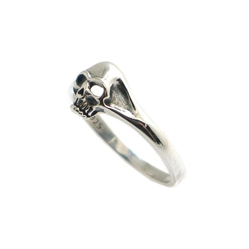 Avant Bague Tête de Mort Minimaliste "Crâne Fin Sculpté -  Argent 925