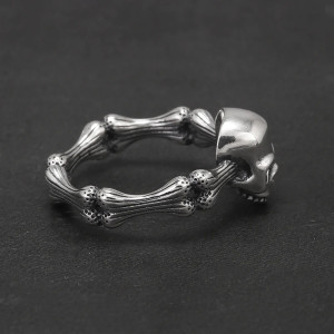 Bague Tête de Mort « Os Entrelacés » -  Argent 925