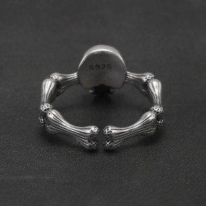 Vue Arrière  Bague Tête de Mort « Os Entrelacés » -  Argent 925