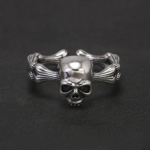 Avant Bague Tête de Mort « Os Entrelacés » -  Argent 925